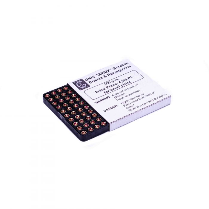 Unis 4.5/3-P1 Ginex Small Pistol Primers Tray of 100 Similar to CCI 500-img-0